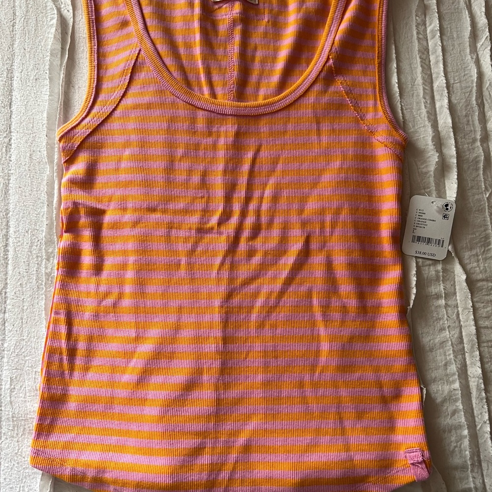 We The Free Fitted Orange and Pink Tank Top